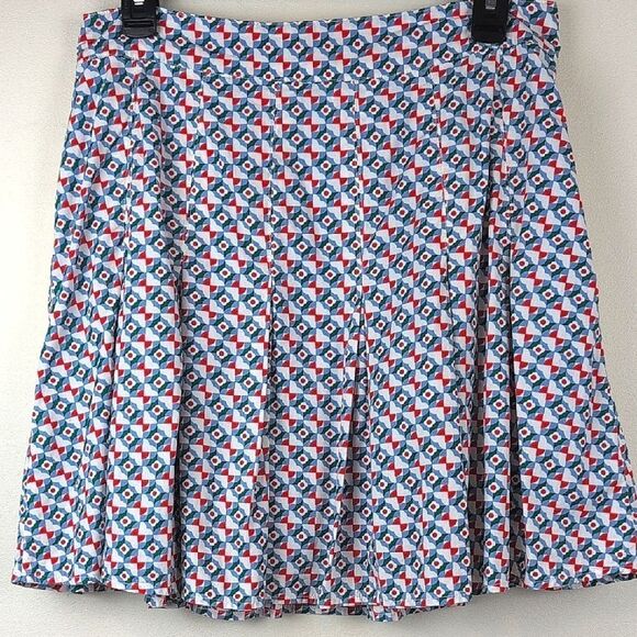 Maeve by Anthropologie Pleated Red and Blue A-Line Flirty Skater Skirt Size 8 - Picture 10 of 13
